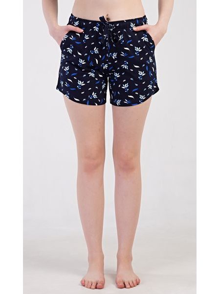 Dámské pyžamové šortky Listy - tmavě modrá