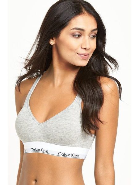 Dámská podprsenka bralette lift CALVIN KLEIN Modern Cotton QF1654E šedá