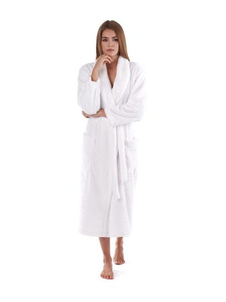 Unisex dlouhý hřejivý župan se šálovým límcem LILLY a JACK EXTRA bílá