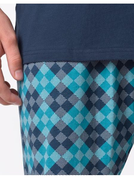 Pánské pyžamo krátké, šité, s potiskem 79198 - lékořice měsíc