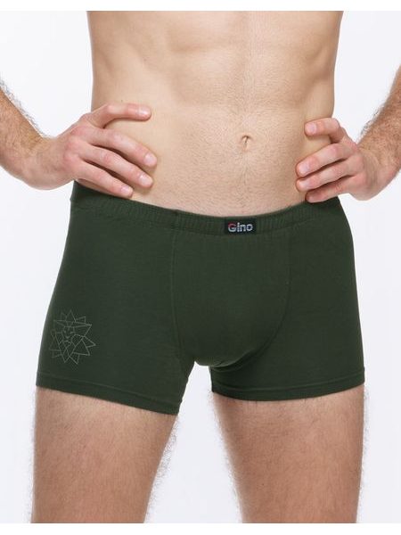 Pánské boxerky kratší nohavička, šité, s potiskem 73135 - lahvová šedobéžová