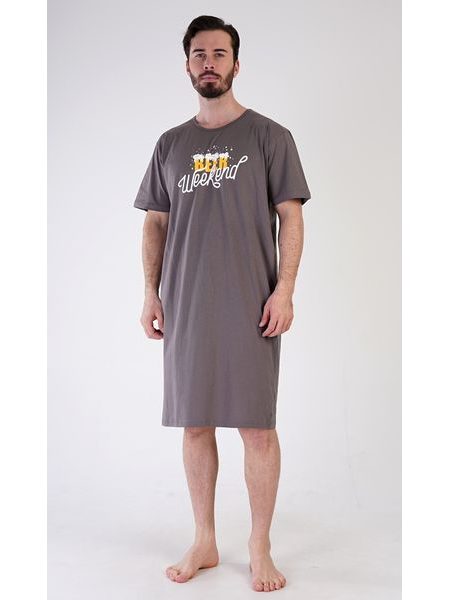 Pánská noční košile s krátkým rukávem Beer weekend - tmavě modrá