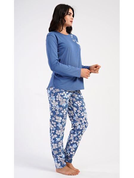Dámské pyžamo dlouhé Joanne - modrošedá