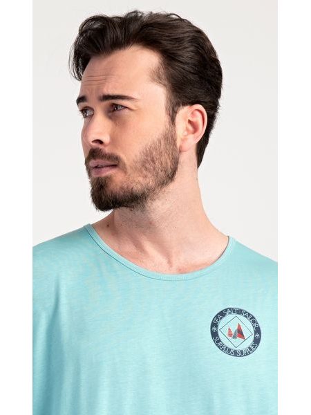 Pánská noční košile s krátkým rukávem Sea - mentolová