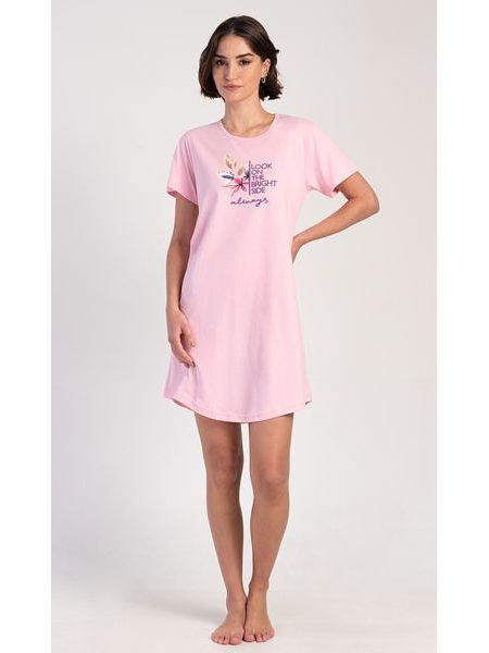 Dámská noční košile s krátkým rukávem Elizabeth - světle lososová