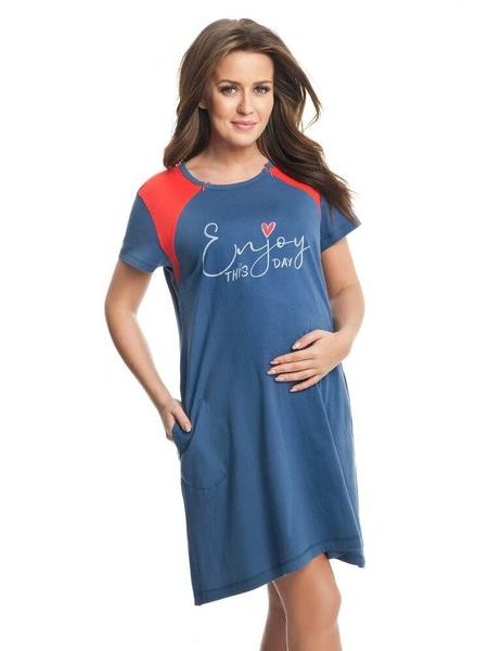 Těhotenská a kojicí noční košile Andrea modrá