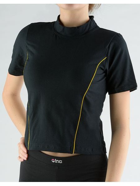Dámské tričko s krátkým rukávem, krátký rukáv, šité 98005P - citronová černá