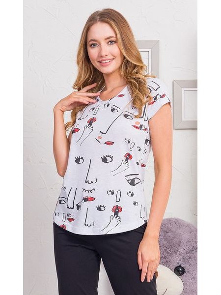 Dámské pyžamo kapri Frída - světle šedá