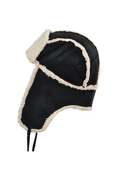Ušanka s kožíškem černá