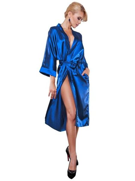 Saténový dámský župan 115 modrý