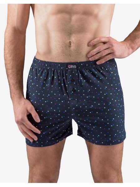 Pánské trenky volné, šité, s potiskem 75202 - tm. šedá aqua