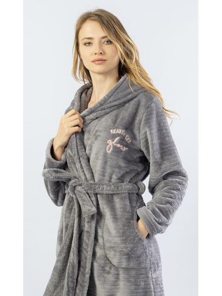 Dámský župan krátký s kapucí Monika - šedá