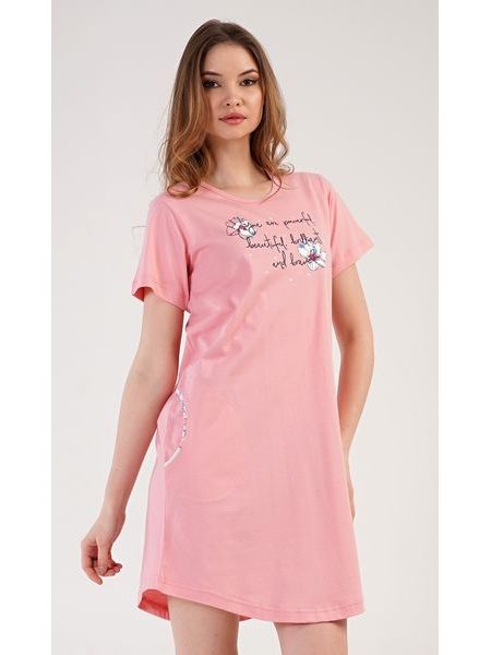 Dámské domácí šaty s krátkým rukávem Betty - lososová