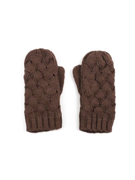 Palcové rukavice proplétané hnědé