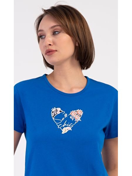 Dámské pyžamo kapri Květy - modrá