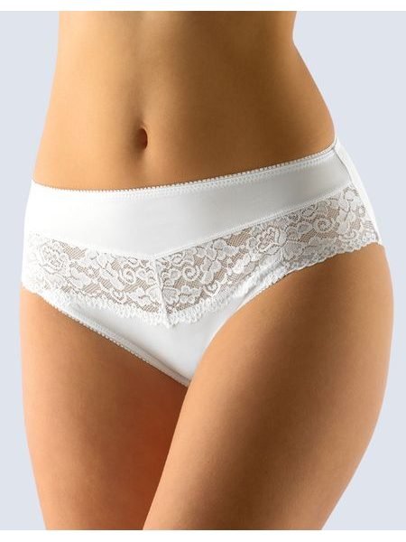 Dámské kalhotky klasické, širší bok, šité, s krajkou, jednobarevné La Femme 2 10211P - bílá