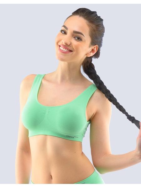 Dámský top podprsenkový se širokými ramínky, bez kostice, bezešvé, jednobarevné Bamboo PureLine 07011P - sv. zelená