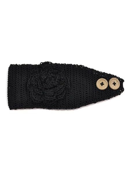 Čelenka s dřevěnými knoflíky černá