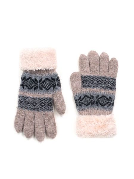 Šedé teplé rukavice se vzorem