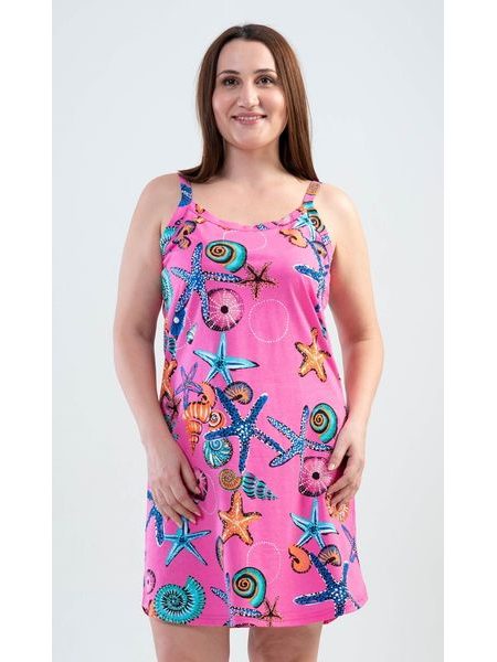 Dámská noční košile na ramínka Moře - růžová