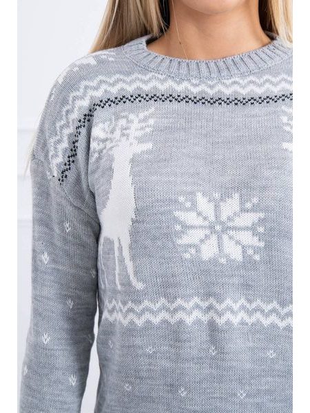 Šedý vánoční svetr se soby