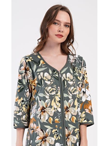 Dámské domácí šaty s tříčtvrtečním rukávem Marie - khaki