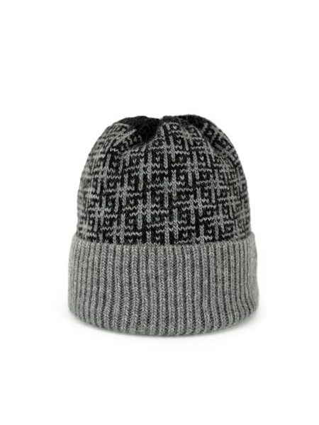 Čepice se vzorem šedo-černá
