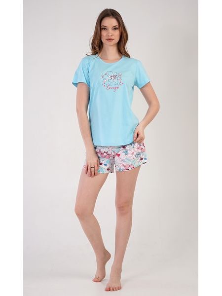 Dámské pyžamo šortky Ellie - světle tyrkysová