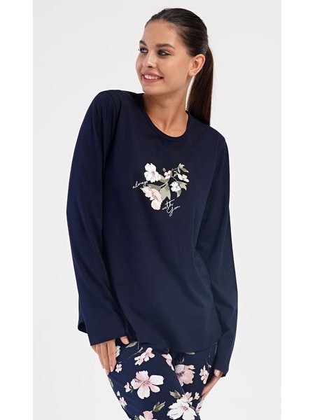 Dámské pyžamo dlouhé Alice - tmavě modrá