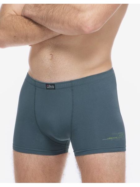 Boxerky kratší nohavička, šité, s potiskem - tm. šedá hrášková