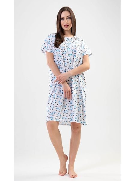 Dámská noční košile s krátkým rukávem Monika - modrá