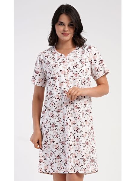 Dámská noční košile s krátkým rukávem Růže - světle lososová