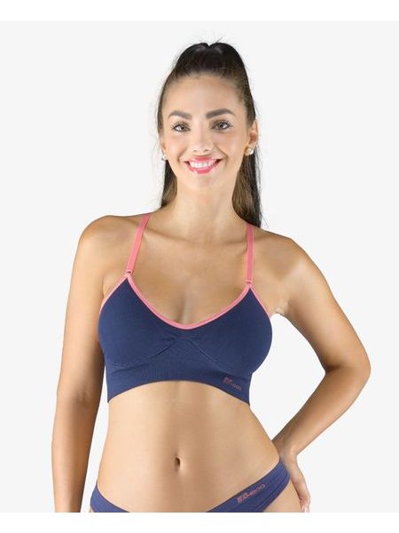 Dámská podprsenka sportovní s vycpávkami, bez kostice, bezešvé, jednobarevné Eco Bamboo 07020P - lékořice růžová