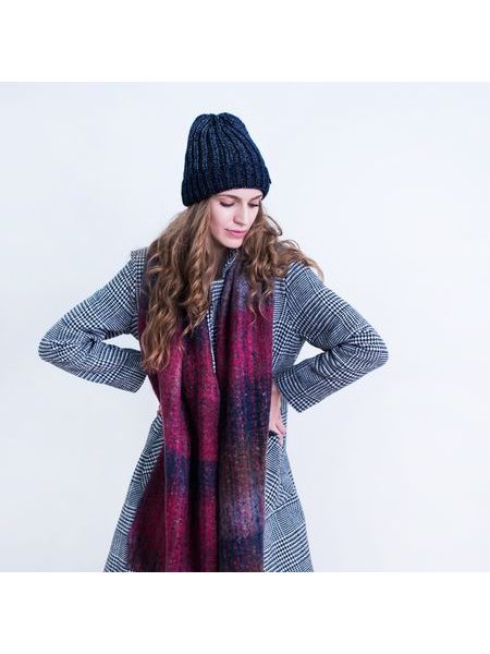 Béžová pletená žebrovaná čepice