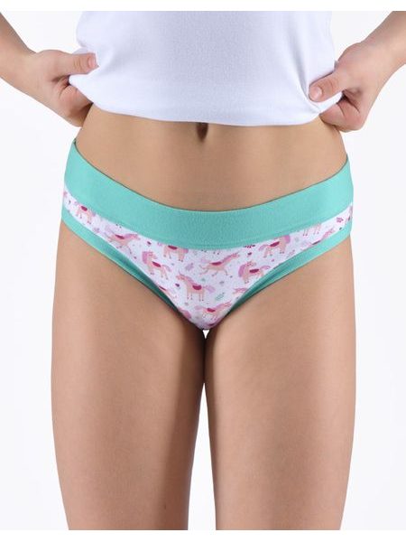 Dívčí kalhotky klasické dívčí, úzký bok, šité, s potiskem - peprmint cukrová
