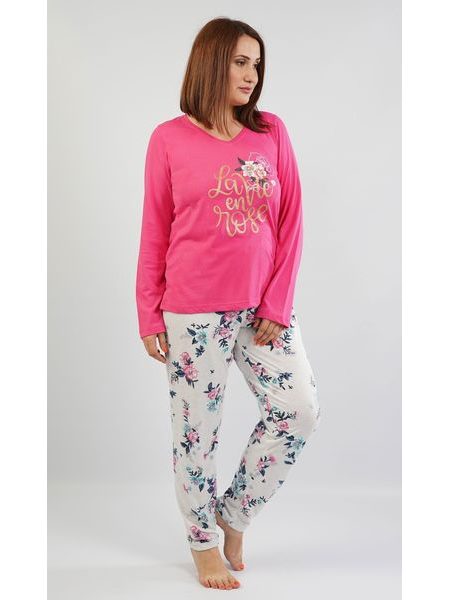 Dámské pyžamo dlouhé Rose - azurová