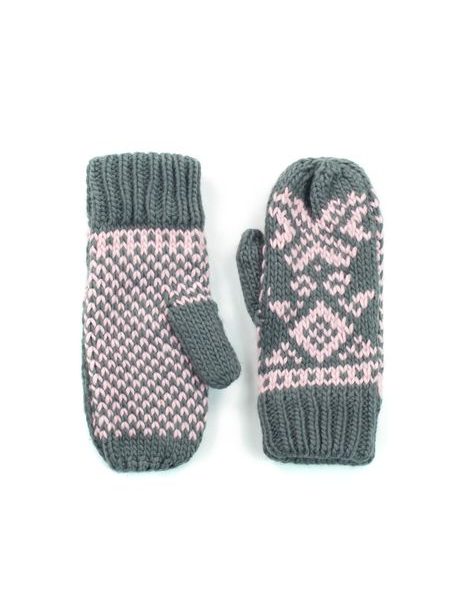 Hezké šedo-růžové palcové rukavice