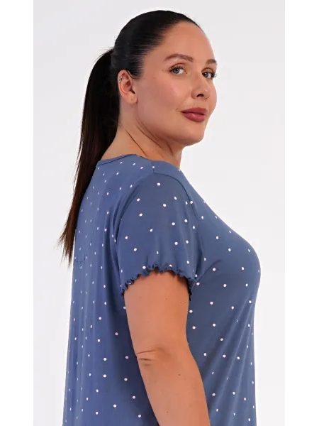 Dámská noční košile s krátkým rukávem Barbara - modrošedá