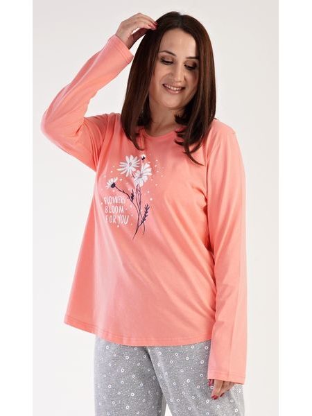 Dámské pyžamo dlouhé Silvie - meruňková