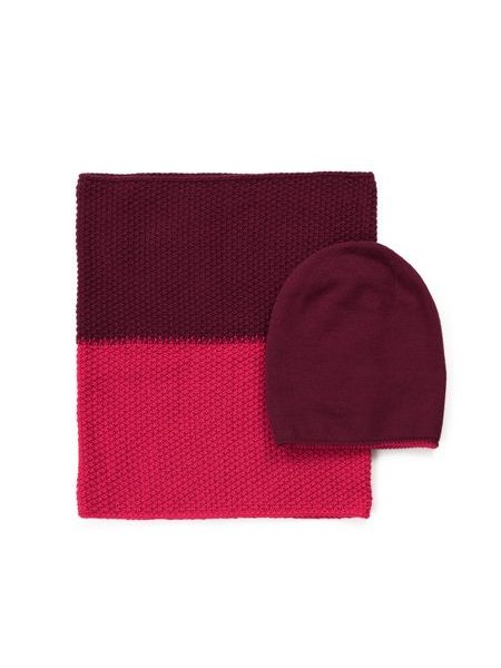 Sada nákrčník a čepice Double zelenočervená