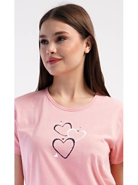 Dámské pyžamo kapri Srdce - lososová