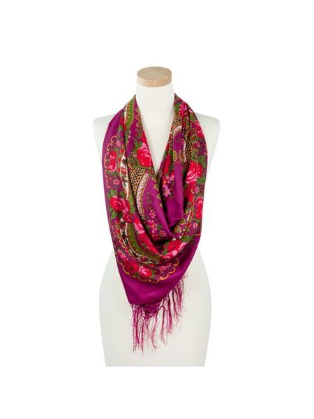 Šátek s etno vzorem fialový