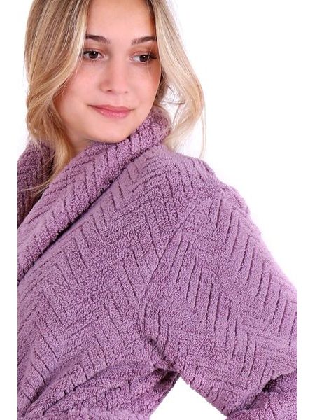 Dámský dlouhý župan se šálovým límcem ATHENA lila