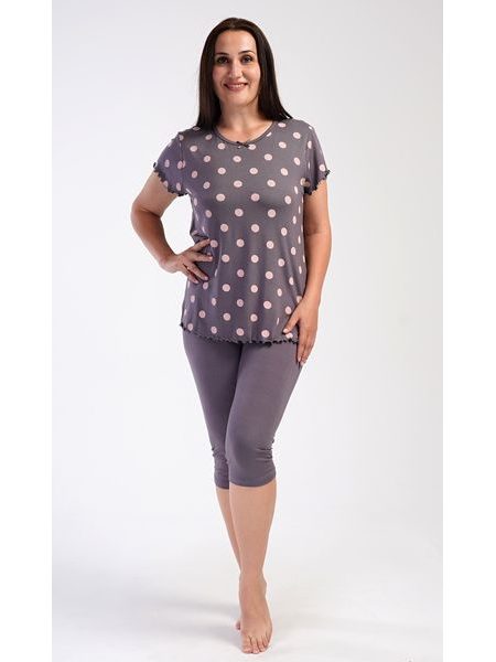 Dámské pyžamo kapri Puntík - hnědá