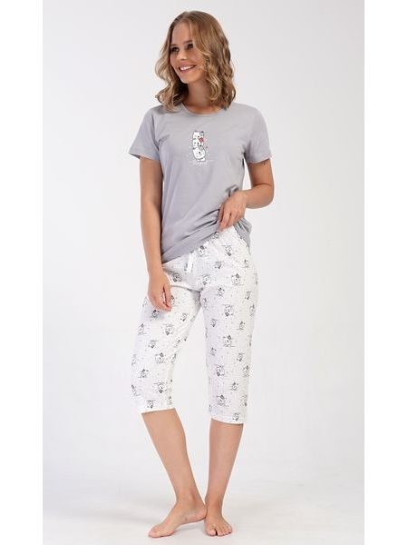 Dámské pyžamo kapri Koťata - šedá