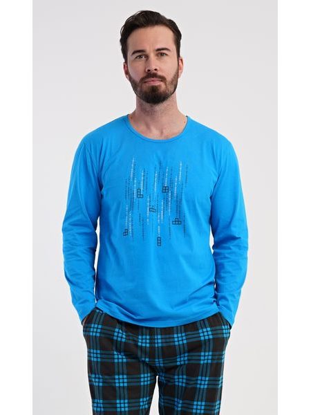Pánské pyžamo dlouhé Tetris - modrá