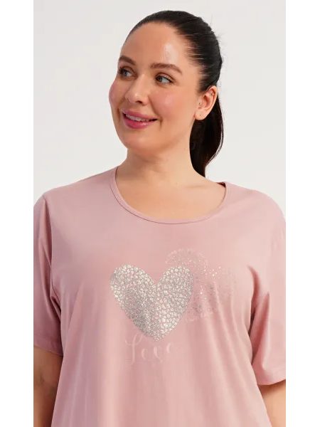 Dámská noční košile s krátkým rukávem Love - tmavě šedá