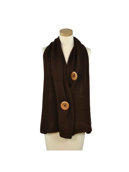 Šála z hrubé příze s velikými knoflíky hnědá