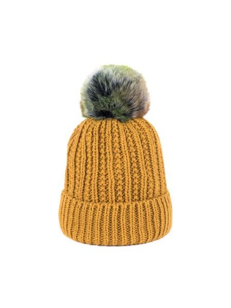 Oranžová zimní čepice s bambulí