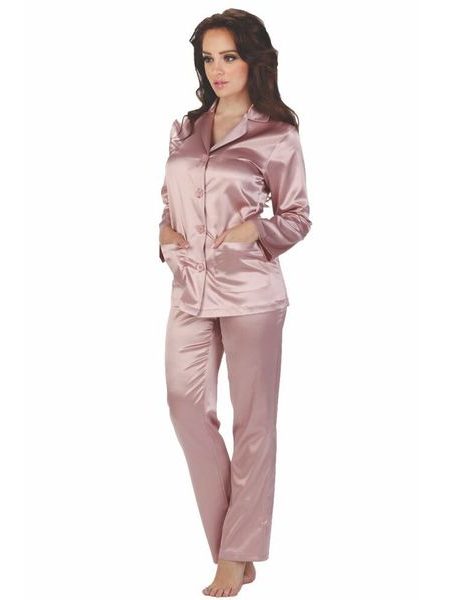 Dámské saténové pyžamo Classic dlouhé růžové